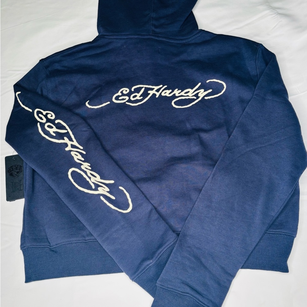 Ed Hardy Navy Graphic Hoodie NWT - Picture 2 of 2